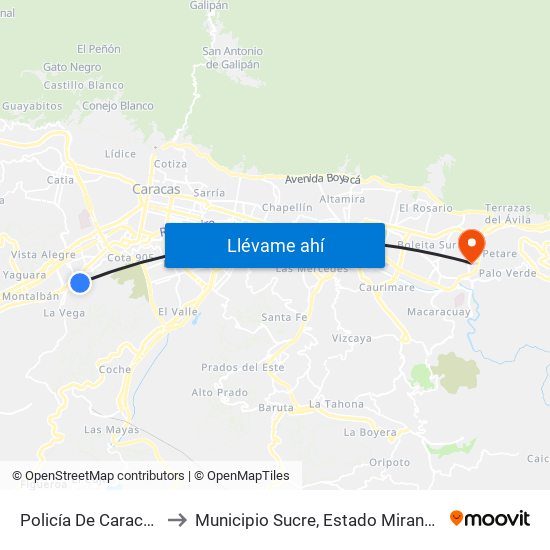 Policía De Caracas to Municipio Sucre, Estado Miranda map