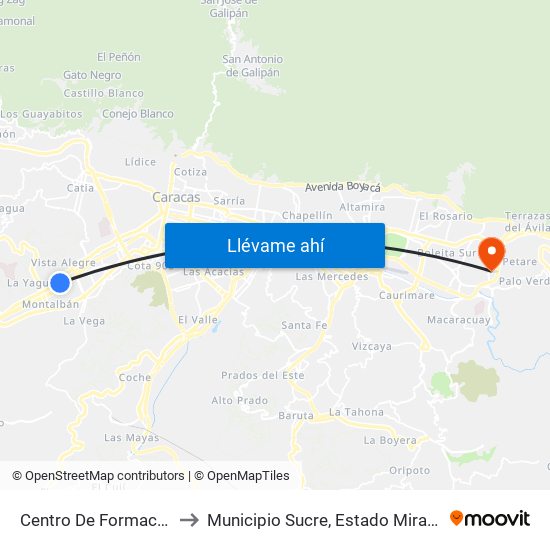 Centro De Formación to Municipio Sucre, Estado Miranda map