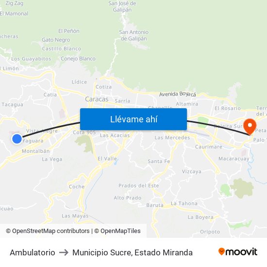 Ambulatorio to Municipio Sucre, Estado Miranda map