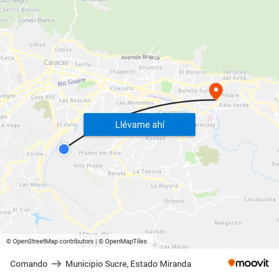 Comando to Municipio Sucre, Estado Miranda map