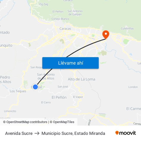 Avenida Sucre to Municipio Sucre, Estado Miranda map