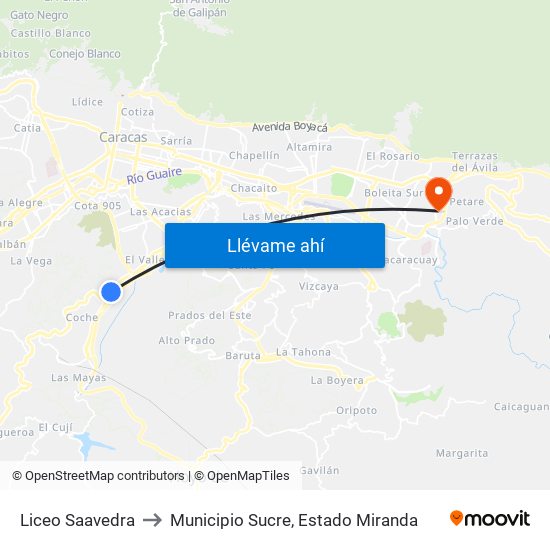 Liceo Saavedra to Municipio Sucre, Estado Miranda map