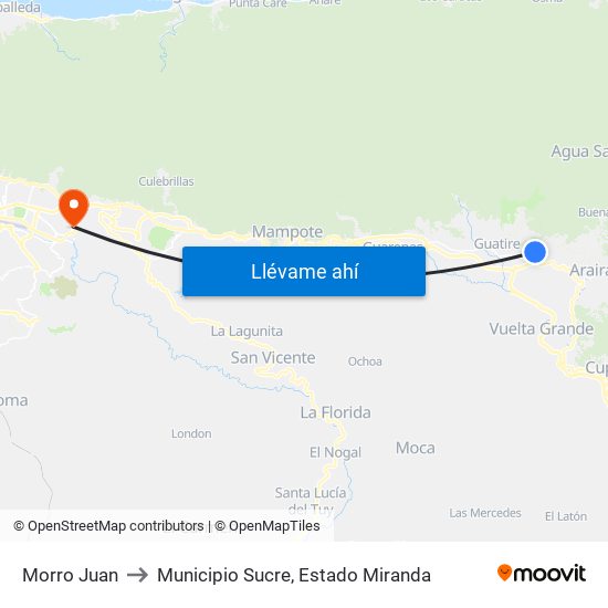 Morro Juan to Municipio Sucre, Estado Miranda map