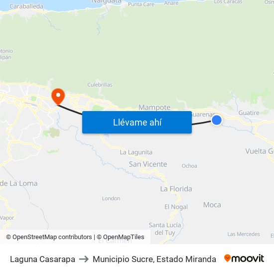 Laguna Casarapa to Municipio Sucre, Estado Miranda map