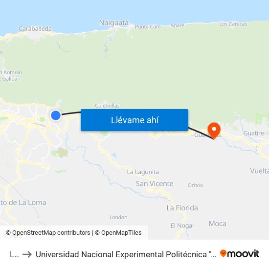 Libel to Universidad Nacional Experimental Politécnica "Antonio José de Sucre" (UNEXPO) - Sede Guarenas map