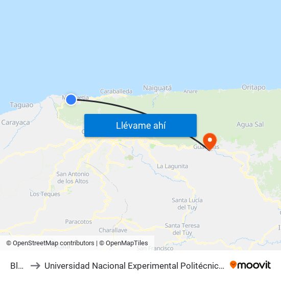 Bloque 4 to Universidad Nacional Experimental Politécnica "Antonio José de Sucre" (UNEXPO) - Sede Guarenas map