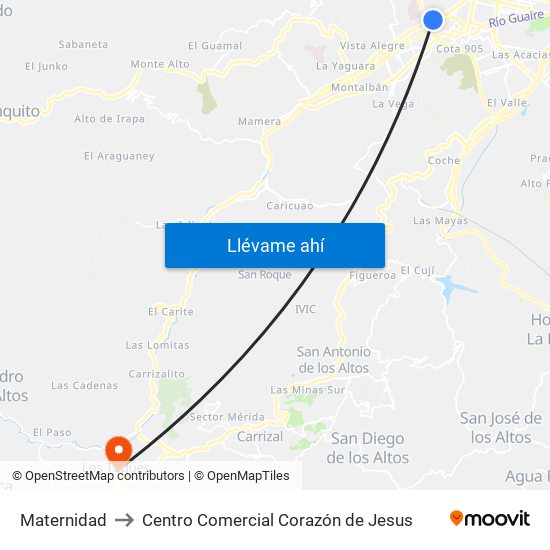 Maternidad to Centro Comercial Corazón de Jesus map