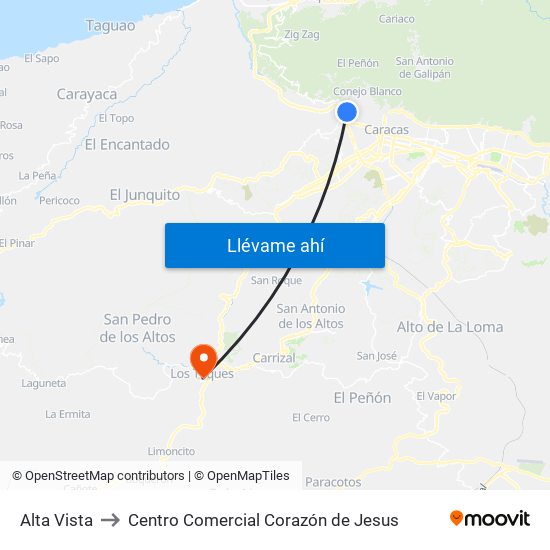 Alta Vista to Centro Comercial Corazón de Jesus map