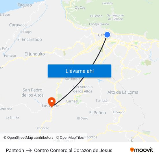 Panteón to Centro Comercial Corazón de Jesus map