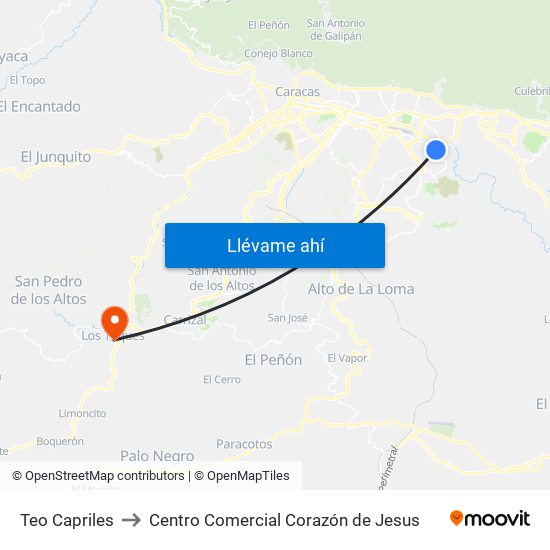 Teo Capriles to Centro Comercial Corazón de Jesus map