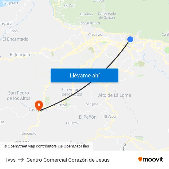 Ivss to Centro Comercial Corazón de Jesus map