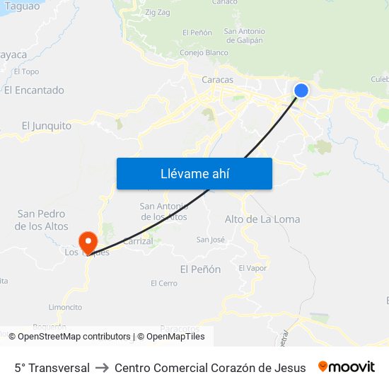 5° Transversal to Centro Comercial Corazón de Jesus map