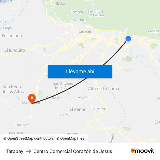 Tarabay to Centro Comercial Corazón de Jesus map