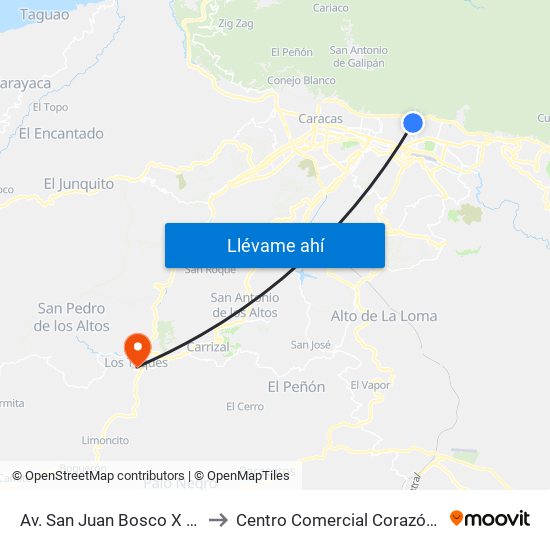 Av. San Juan Bosco X Av. Istúriz to Centro Comercial Corazón de Jesus map