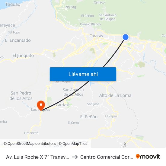 Av. Luis Roche X 7° Transversal De Altamira to Centro Comercial Corazón de Jesus map