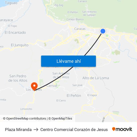 Plaza Miranda to Centro Comercial Corazón de Jesus map