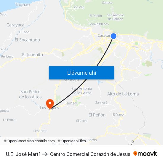 U.E. José Martí to Centro Comercial Corazón de Jesus map