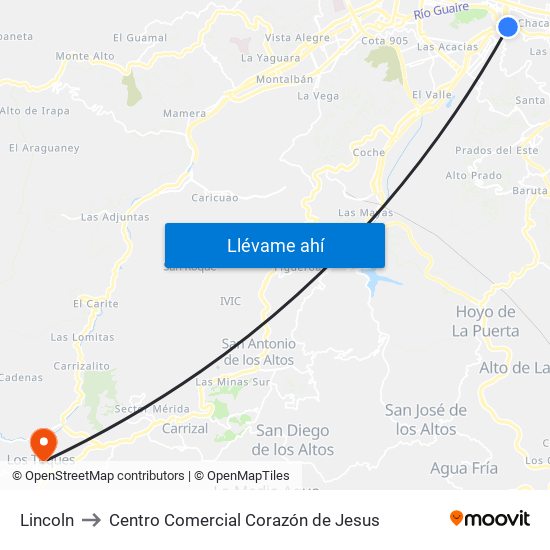 Lincoln to Centro Comercial Corazón de Jesus map