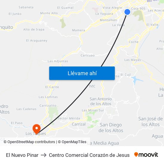 El Nuevo Pinar to Centro Comercial Corazón de Jesus map