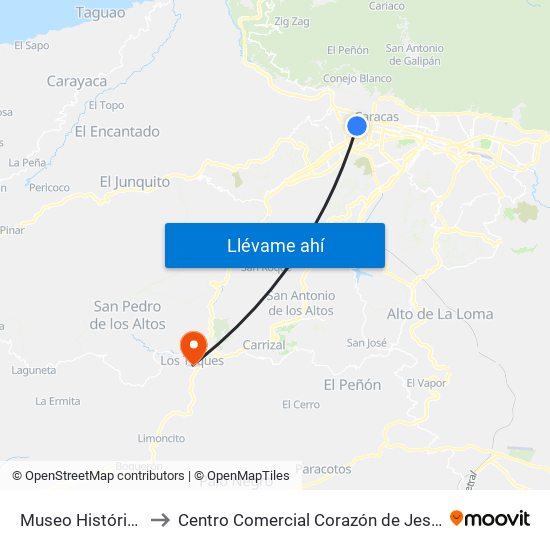 Museo Histórico to Centro Comercial Corazón de Jesus map