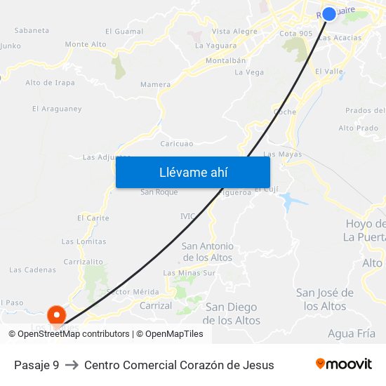 Pasaje 9 to Centro Comercial Corazón de Jesus map