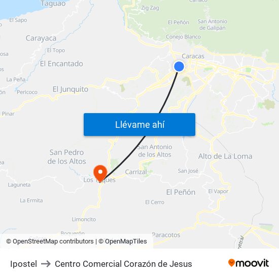 Ipostel to Centro Comercial Corazón de Jesus map