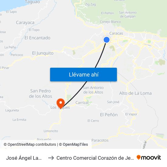 José Ángel Lamas to Centro Comercial Corazón de Jesus map