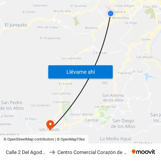 Calle 2 Del Agodonal to Centro Comercial Corazón de Jesus map