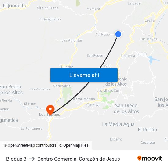 Bloque 3 to Centro Comercial Corazón de Jesus map