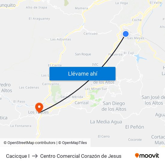 Cacicque I to Centro Comercial Corazón de Jesus map