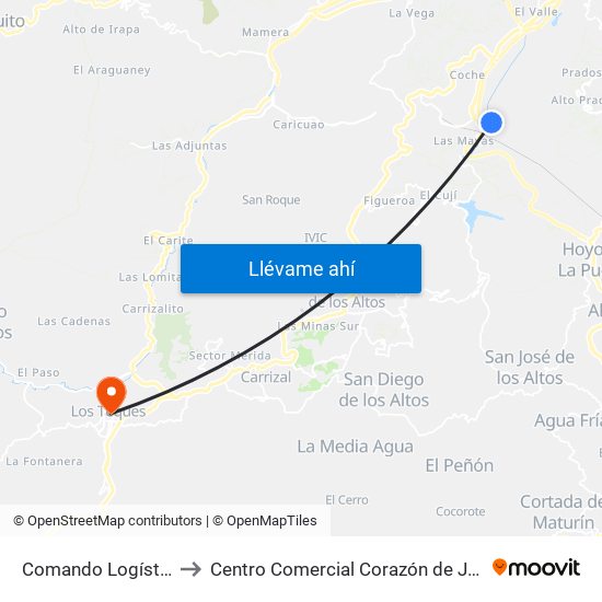 Comando Logístico to Centro Comercial Corazón de Jesus map