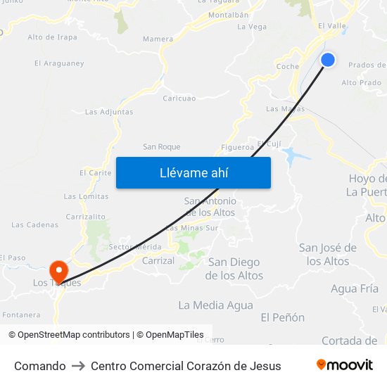 Comando to Centro Comercial Corazón de Jesus map