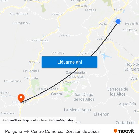 Polígono to Centro Comercial Corazón de Jesus map