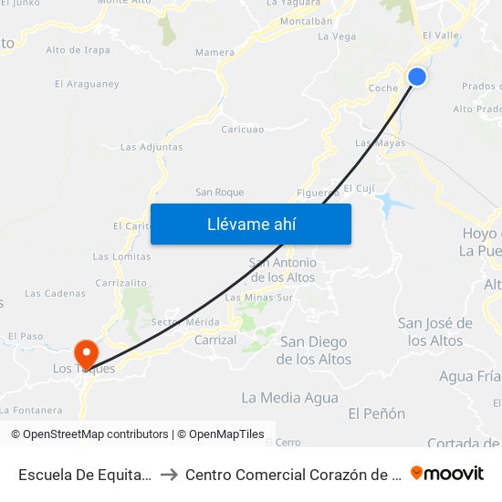 Escuela De Equitación to Centro Comercial Corazón de Jesus map