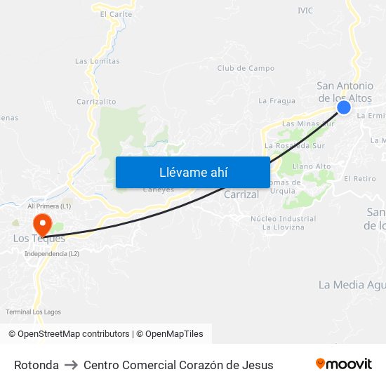 Rotonda to Centro Comercial Corazón de Jesus map