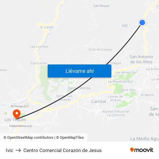 Ivic to Centro Comercial Corazón de Jesus map