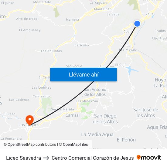 Liceo Saavedra to Centro Comercial Corazón de Jesus map