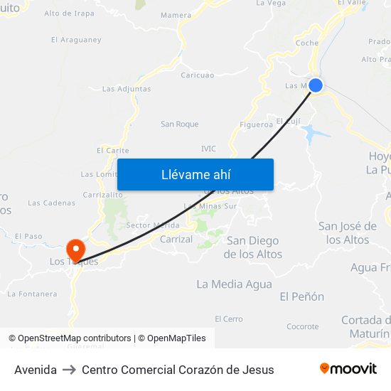 Avenida to Centro Comercial Corazón de Jesus map