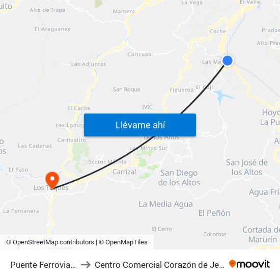 Puente Ferroviario to Centro Comercial Corazón de Jesus map