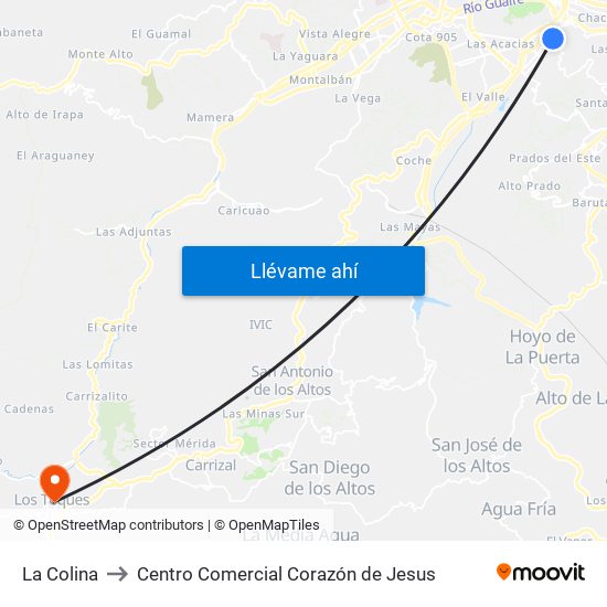 La Colina to Centro Comercial Corazón de Jesus map