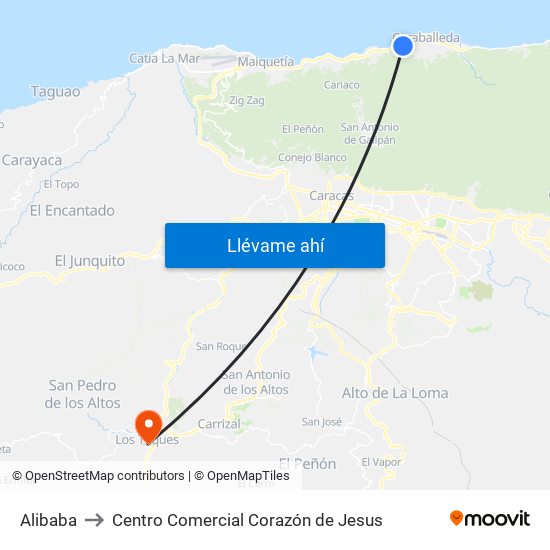 Alibaba to Centro Comercial Corazón de Jesus map