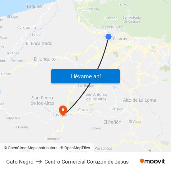 Gato Negro to Centro Comercial Corazón de Jesus map