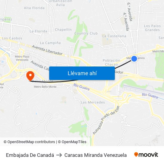Embajada De Canadá to Caracas Miranda Venezuela map