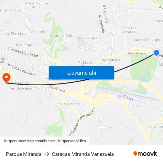 Parque Miranda to Caracas Miranda Venezuela map