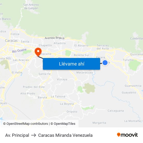 Av. Principal to Caracas Miranda Venezuela map