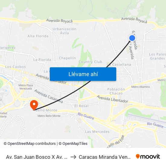 Av. San Juan Bosco X Av. Istúriz to Caracas Miranda Venezuela map
