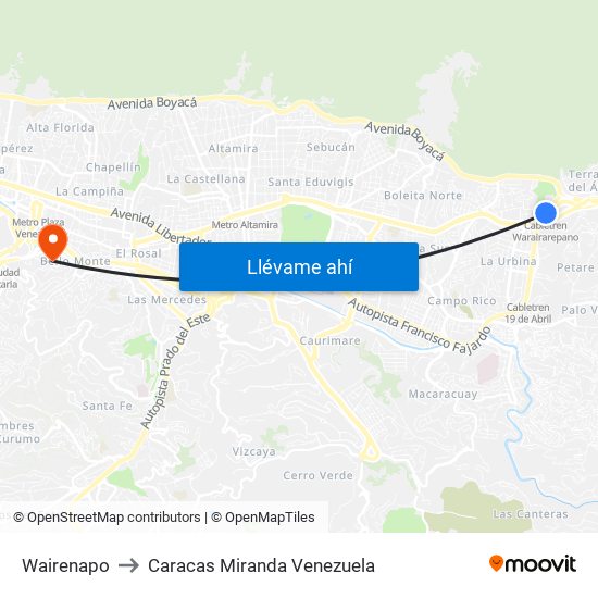 Wairenapo to Caracas Miranda Venezuela map