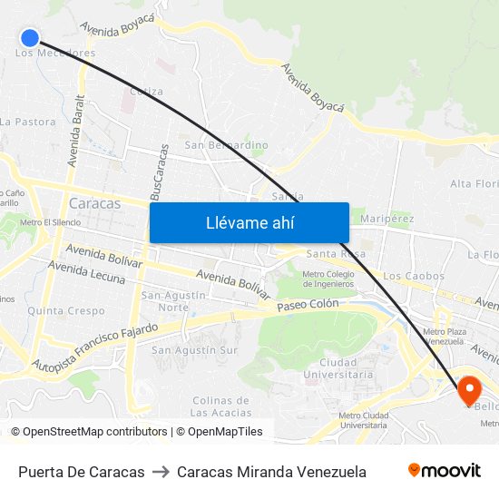 Puerta De Caracas to Caracas Miranda Venezuela map