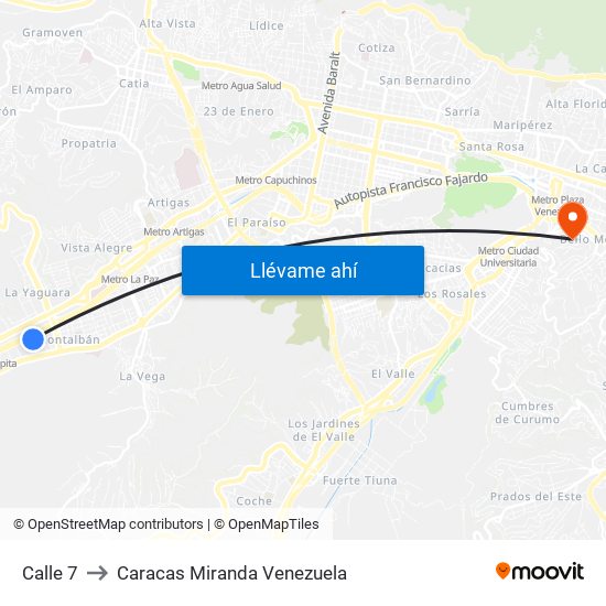 Calle 7 to Caracas Miranda Venezuela map
