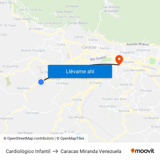 Cardiológico Infantil to Caracas Miranda Venezuela map